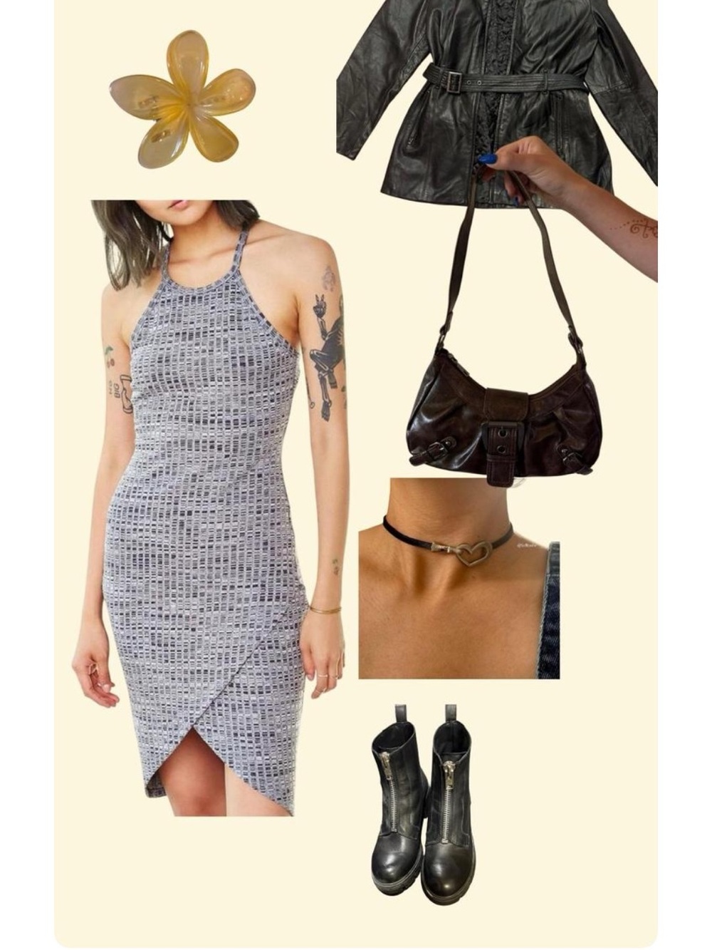 Urban outfitters Halter Bodycon Dress Summer Knit Y2K concert goth grunge